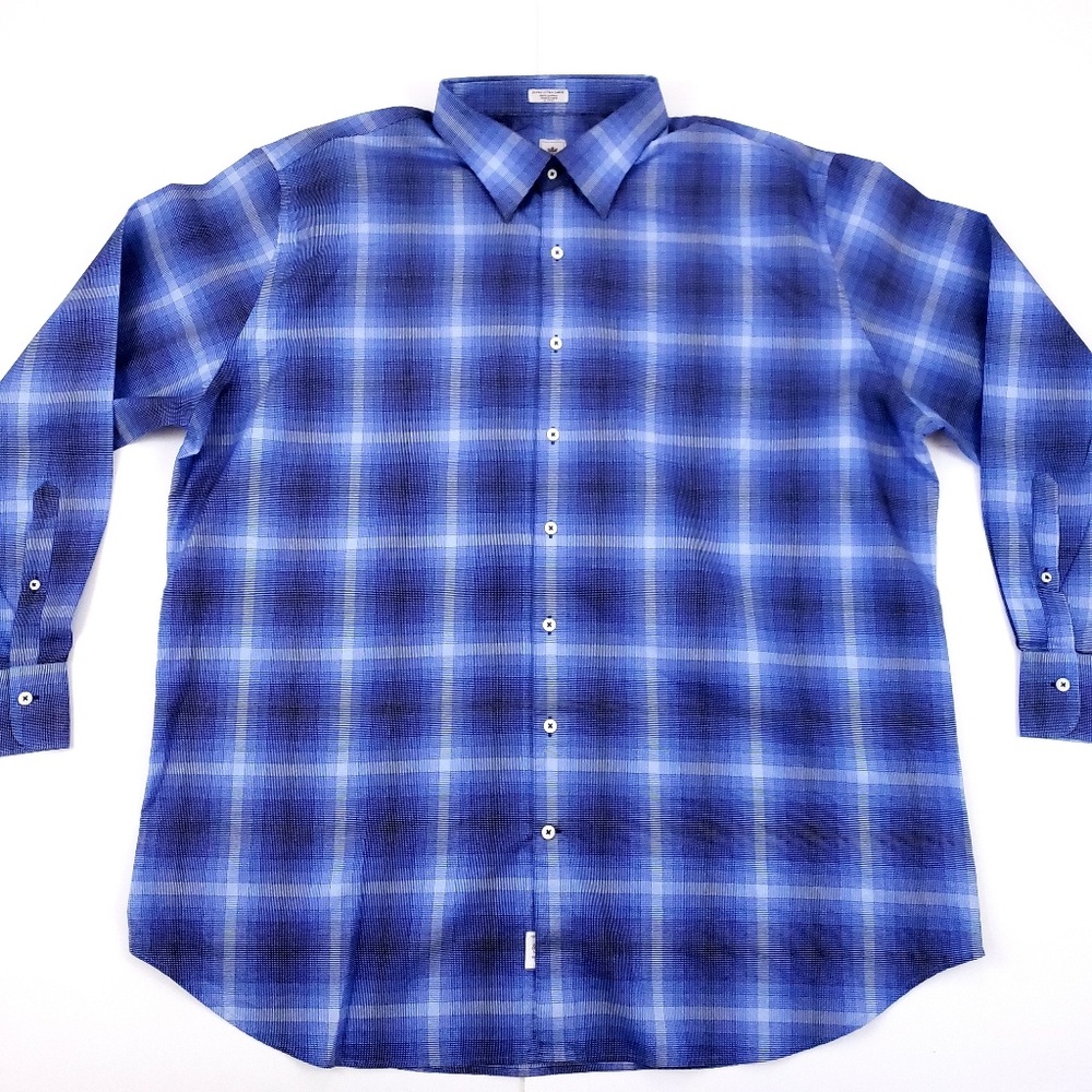 Peter Mlar Blue Windowpane Button Front Shirt - image 2